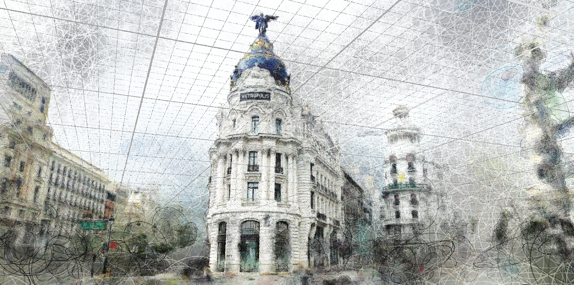 METRÓPOLIS building in Madrid, artistic composition